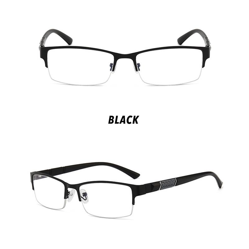 (YUZHU) Bayar di Tempat Classical Half Frame Kacamata Wanita/Pria Anti Blue Eyeglasses