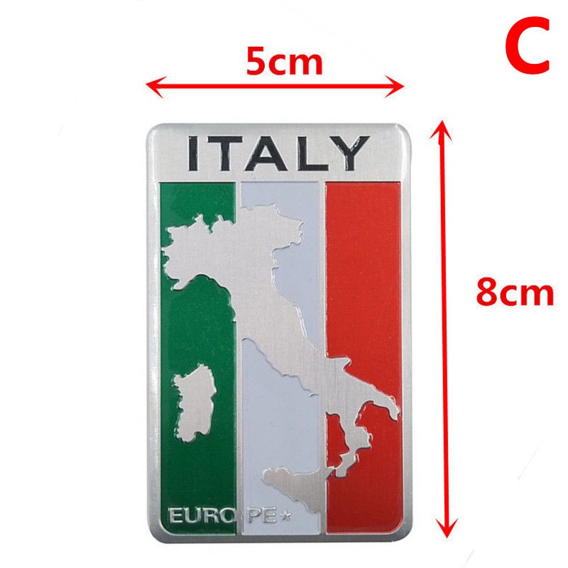 Skid Stiker Emblem 3D Motif Bendera Italia Bahan Aluminum Metal Untuk Dekorasi Mobil