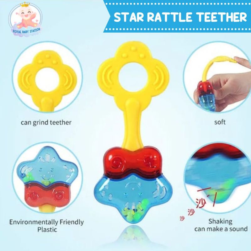 Mainan Bayi Rattle Star Stick Teether Krincingan