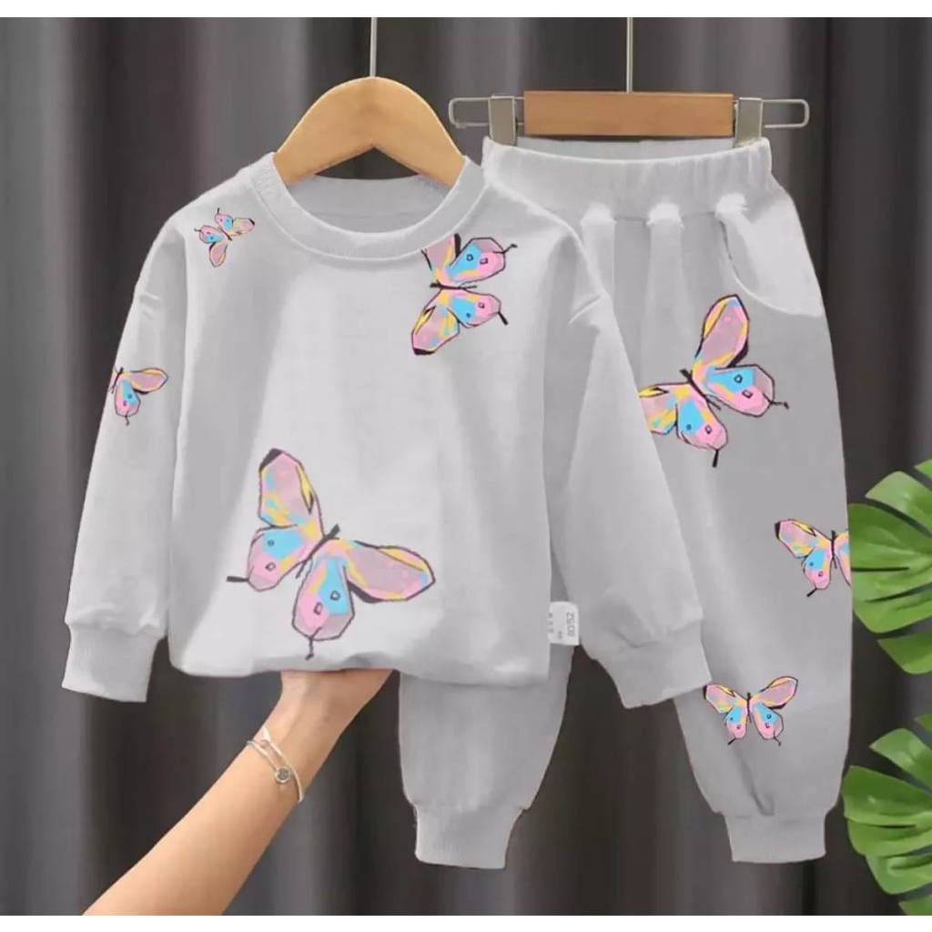 SETELAN ANAK SWEATER ANAK SETELAN SWEATER MOTiF BUTTERFLY UMUR 1-5 TAHUN SETELAN PEREMPUAN