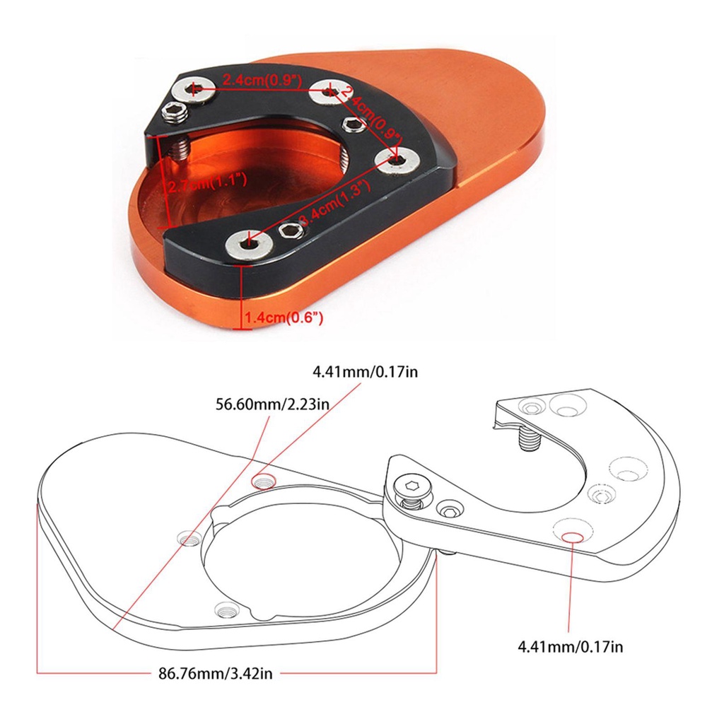 Populer Kaki Ekstensi Pad Pembesar Suku Cadang Motor Kickstand Kaki Penopang Side Kick Stand Untuk Voor KTM 125duke 2012-2018