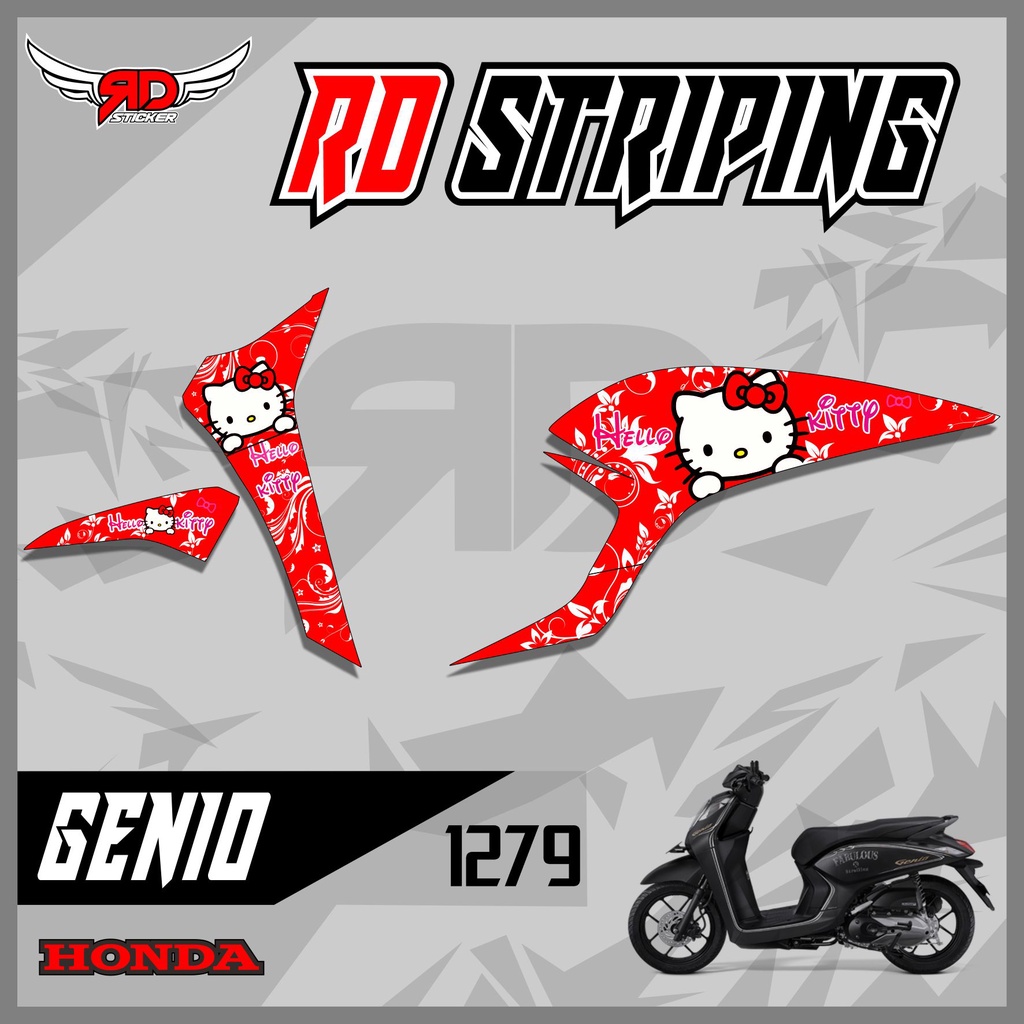 (cod) 1279 STRIPING STICKER HONDA GENIO DESAIN HELLO KITTY RACING SEMI FULL STIKER MOTOR