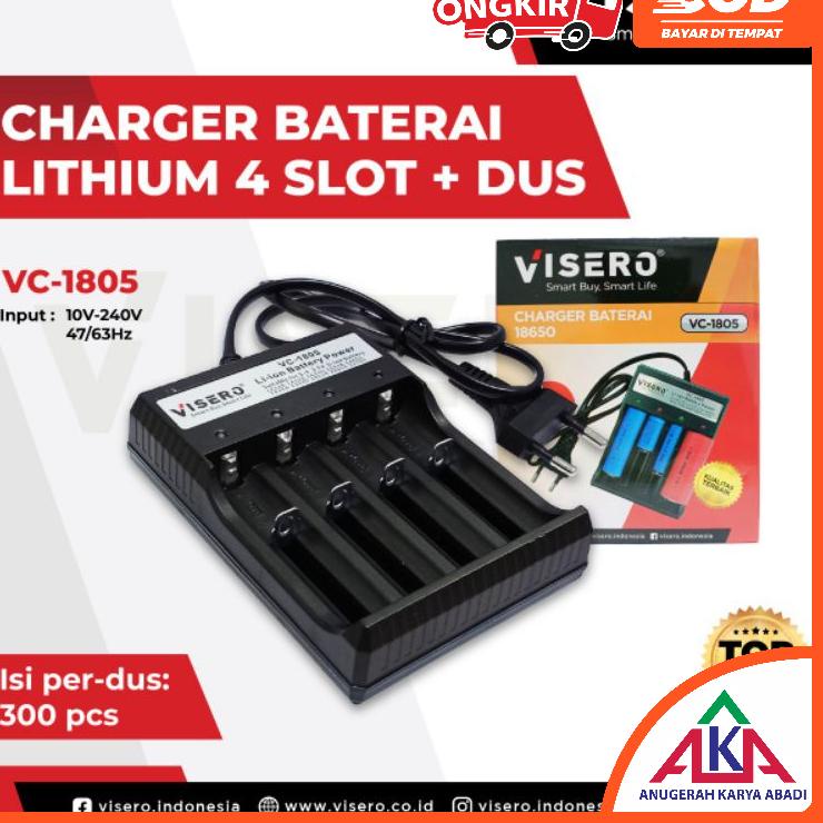 Dapatkan Sekarang Charger Baterai VISERO Universal 18650 / AAA /AA 2 Slot / 4 Slot