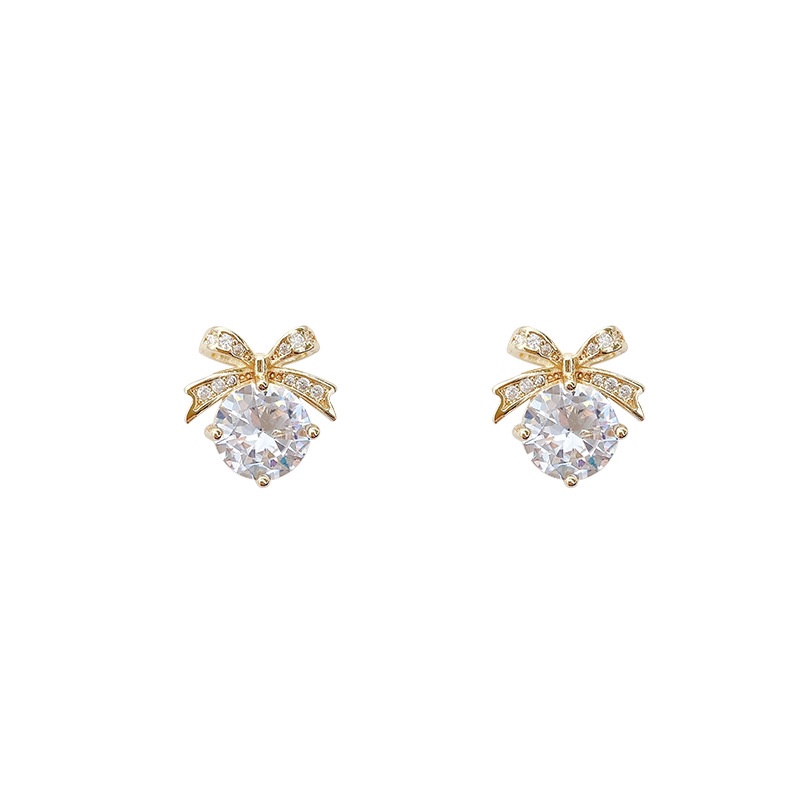 Anting Tusuk Sterling silver 925 Desain Pita Hias Zircon Untuk Wanita