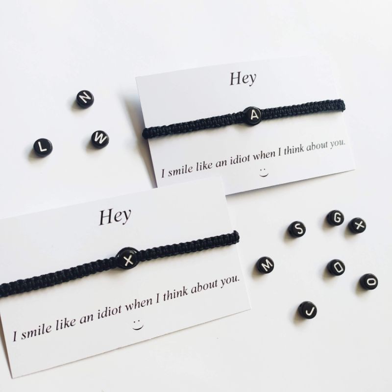 Gelang Couple Nama Custom Tali Huruf Bulat