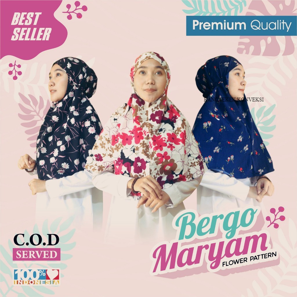 Hijab Bergo Maryam Motif , Jilbab Bergo Maryam Motif , Kerudung Bergo Maryam Motif LIMETED
