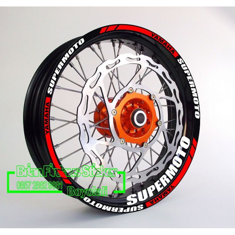Stiker velg motor wheel rim stiker Yamaha Supermoto utk velg ring 17 bisa custom all supermoto