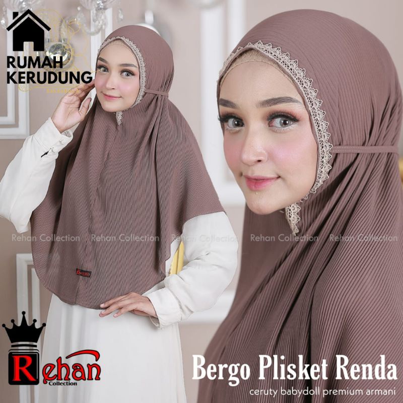 ❤️ RK SALSABILLA ❤️ HIJAB / JILBAB KHIMAR INSTAN BERGO SYIRIA PLISKET RENDA ORIGINAL REHAN / BERGO P