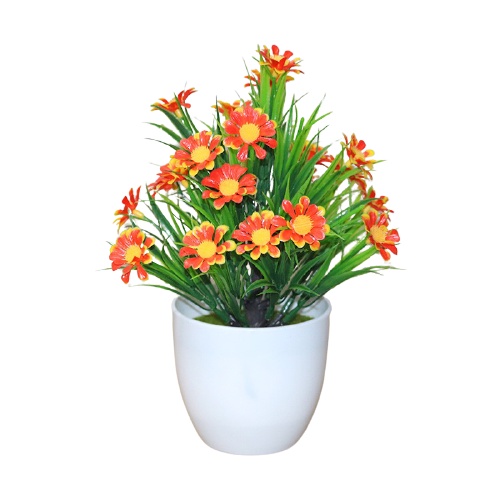 LDG Pot34 Tanaman Bunga Hias Bunga Plastik Dekorasi Rumah Bunga Import Murah-ORANGE