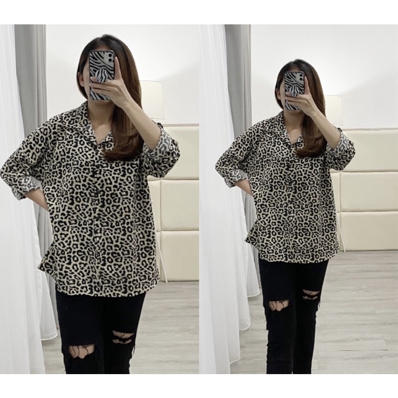 kemeja leopard wanita LD 120