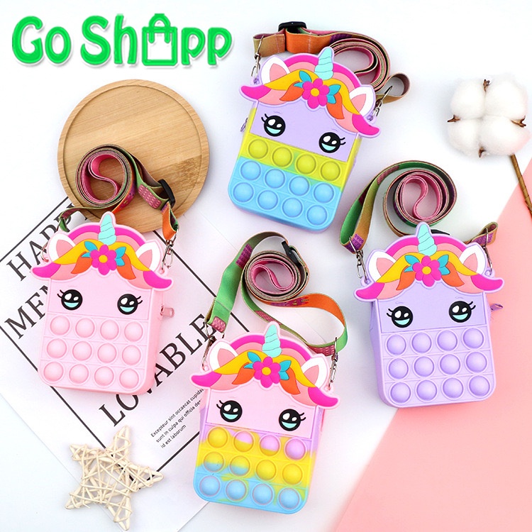 Tas Pop it Anak Pony Unicorn Lucu Import - Tas Selempang Anak Karakter Unicorn - Tas Pop It Terbaru Import - Tas Anak Lucu Pop It Fidget Toys [JL15]