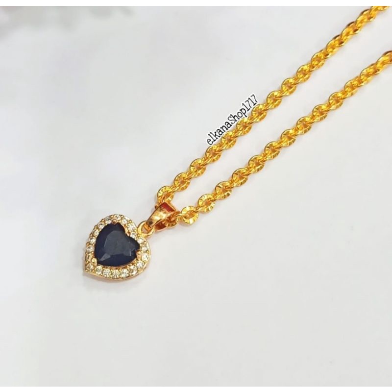 KALUNG PERMATA LOVE DIAMOND BLACK MOISSANITE LAPIS LOGAM EMAS18K MODIS ANTI KARAT