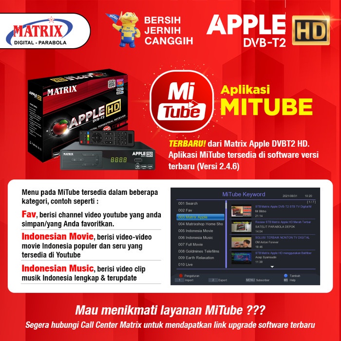 Set Topbox Tv Digital Matrix DVB T2 EWS Apple HD set topbox tv digital untuk tv tabung / set topbox tv analog ke digital / stb tv digital murah / set box tv digital murah / set box tv digital / set top box tv Bisa Youtube GRATIS ONGKIR