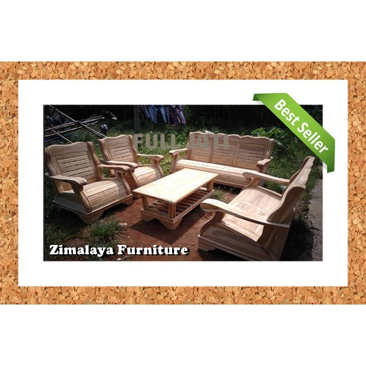 Kursi Tamu Kayu Jati Tebal Model Tulang Gajah Unfinishing FULL JATI