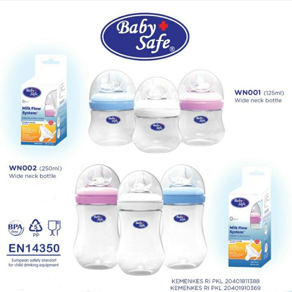 Baby Safe Wide Neck Bottle BabySafe Botol Susu Bayi 125 ml 250 ml | Dengan Pegangan