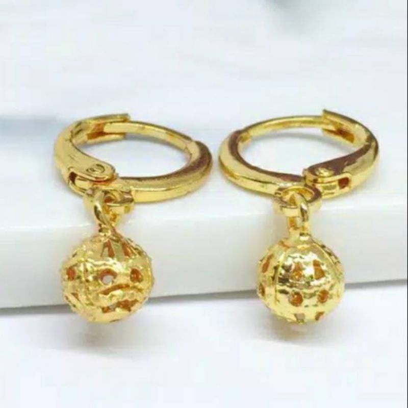 Anting xuping bola berlampis emas 24k