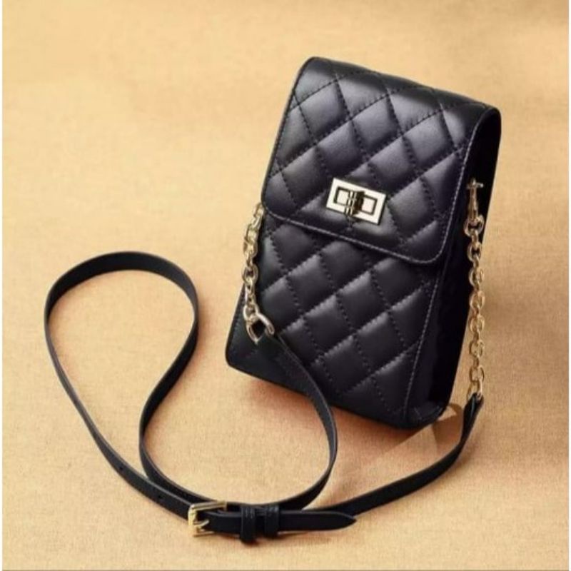 Bagsking08 / Tas Sling phone wanita / Felisa / Tas slempang wanita-Hitam