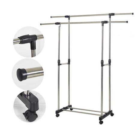 STAND HANGER DOUBLE GAWANG BESI GANTUNGAN BAJU [SWEETSPACE]
