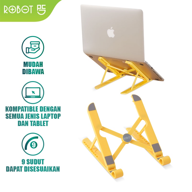 ROBOT Stand Holder Laptop Portable Lipat Anti Slip Kompatibel dengan Semua Jenis Laptop dan Tablet RT-LS03 Original - Garansi Resmi 1 Th