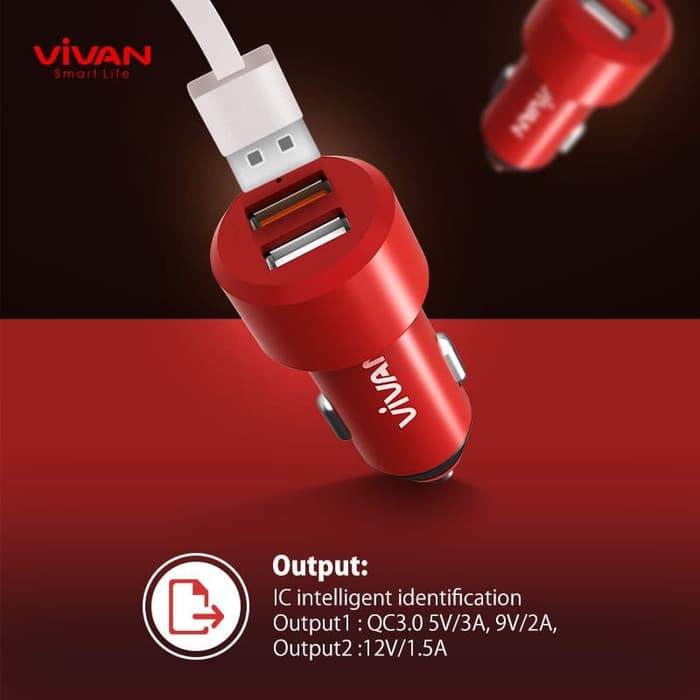 Car Charger VIVAN CQ01S 3.0 Quick Charger 5A Charger Mobil - Garansi Resmi 1 Tahun