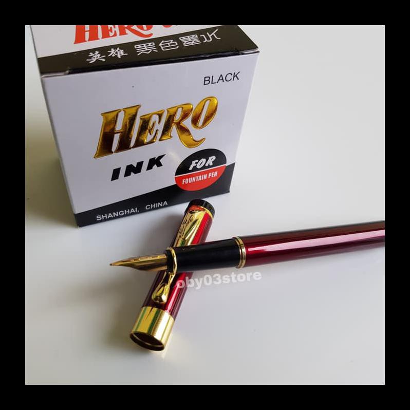 

READY STOK PAKET KLIK. FOUNTAIN PEN 021 RED DAN TINTA HERO INK 50ML.PENA .PULPEN. PAKET ALAT TULIS