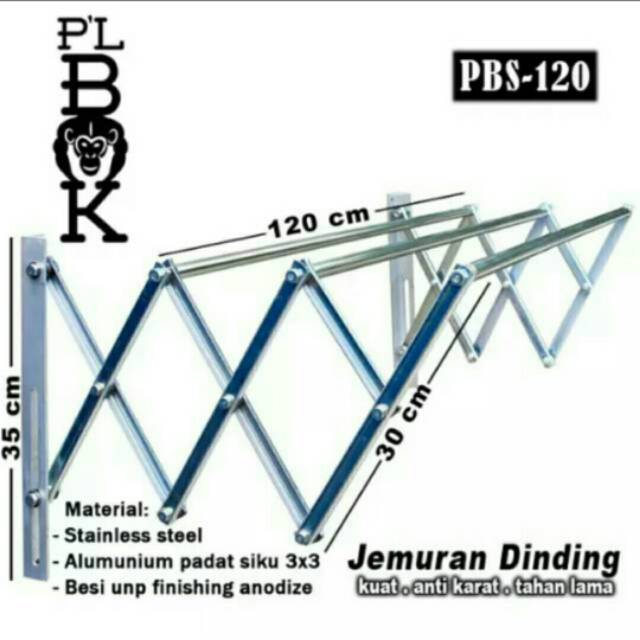 Jemuran dinding stainles 120 cm