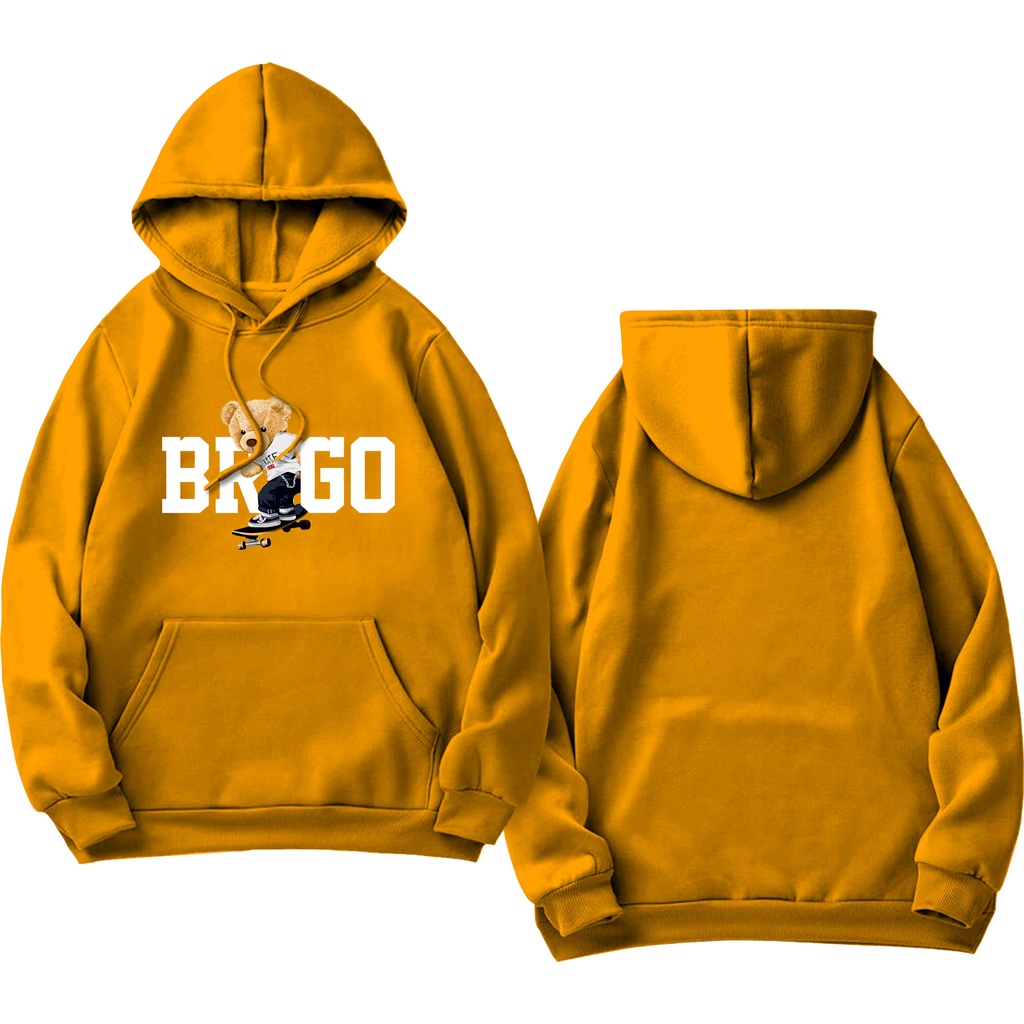 BRIGO Jumper Hoodie Beruang Skateboard II Sweater Hoodie BRIGO Sablon DTF Fleece Cotton II SIZE M-XXL (Pria &amp; Wanita) Free stiker&amp;Gantungan Kunci