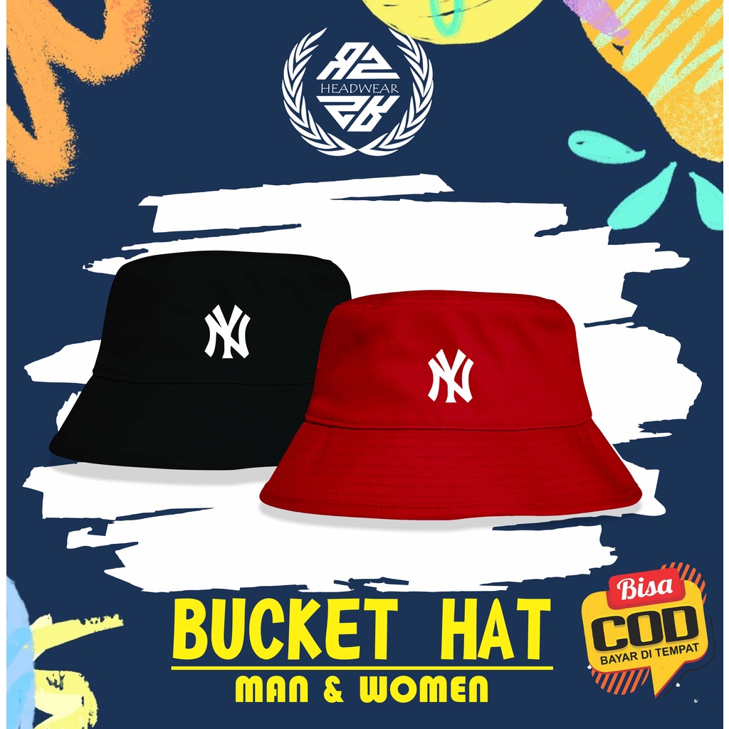 Topi Bucket Wanita Pria Dewasa Bisa Bolak Balik 2 Warna Motif Ny