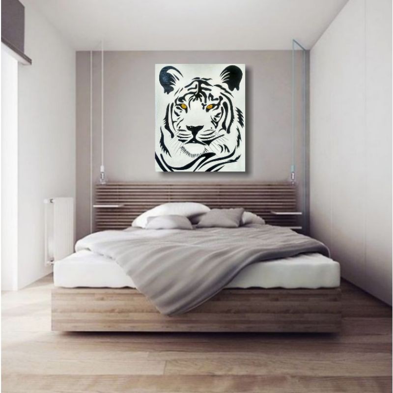 Lukisan Harimau Aborigin unik minimalis ukuran 120x100 cm