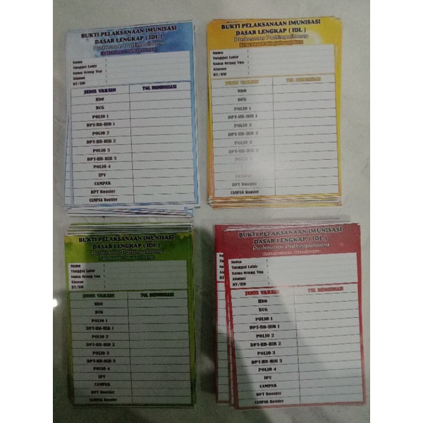 

kartu imunisasi murah isi 120 pcs ready stok siap kirim