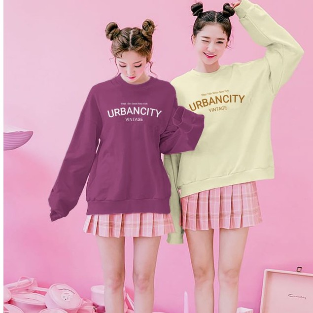 Sweater Oblong Wanita Urban City Vintage-Taro