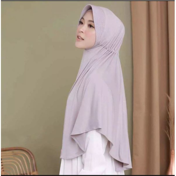 Bergo Serut Hamidah Jumbo XL / Kerudung Hijab Serut Jumbo Instant XL Jilbab Serut Jumbo XL (FREE POUCH)