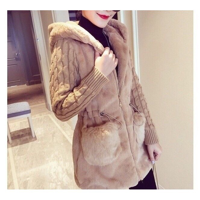 Jaket Bulu tebal musim dingin wanita  Winter fur Jacket Cardigan Hoodie women