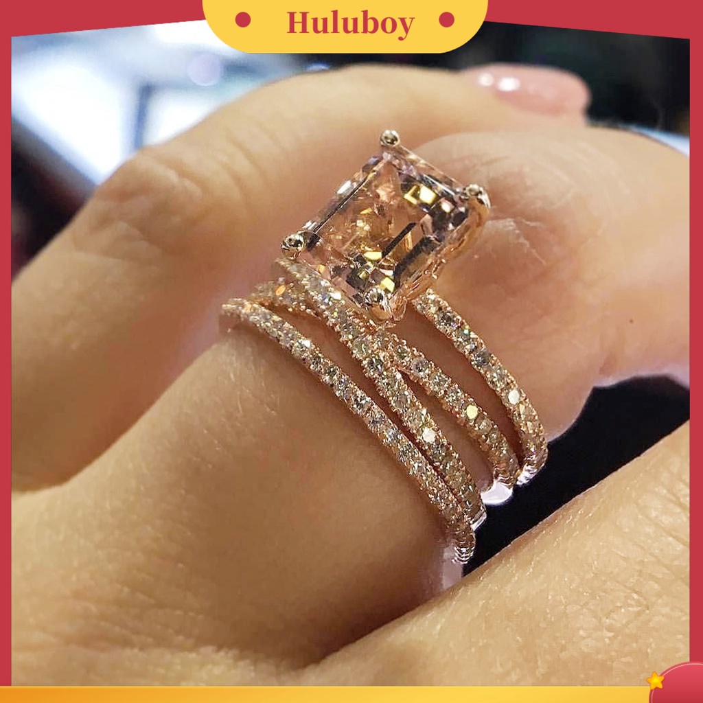 Hu Hu Hu Hu Hu Alat Bantu Pasang Kacamata♡ Cincin Multilayer Bentuk Kotak Untuk Pernikahan