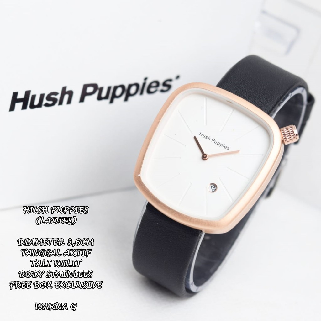 JAM TANGAN WANITA HUSH PUPPIES TALI KULIT BODY OVAL TANGGAL AKTIF