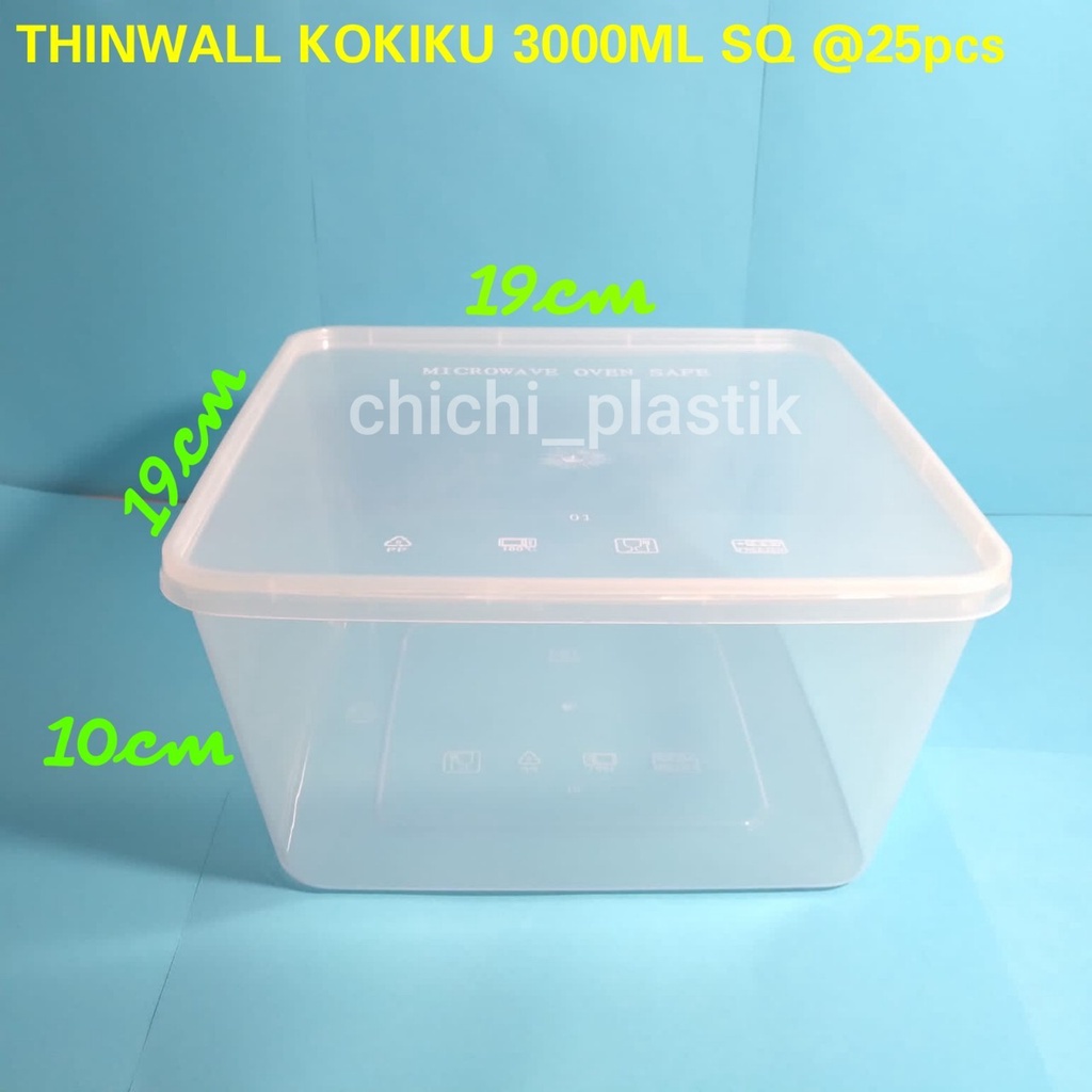 Thinwall food container 3000ml / Kotak Makan Bening / Mangkok plastik / Mangkok Bening