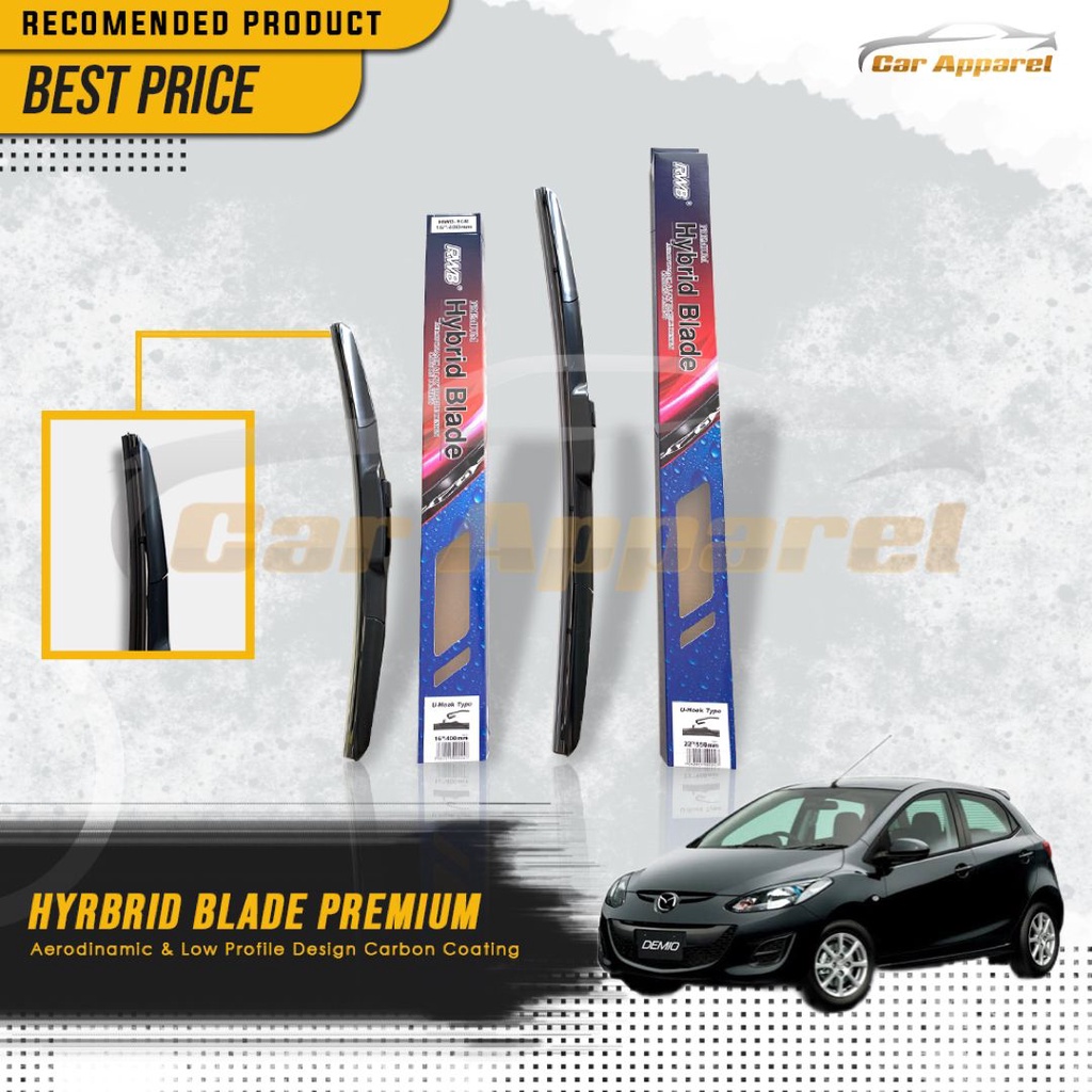 WIPER MAZDA 2 MAZDA2 2007-2014 CARBON COATING 2 PCS