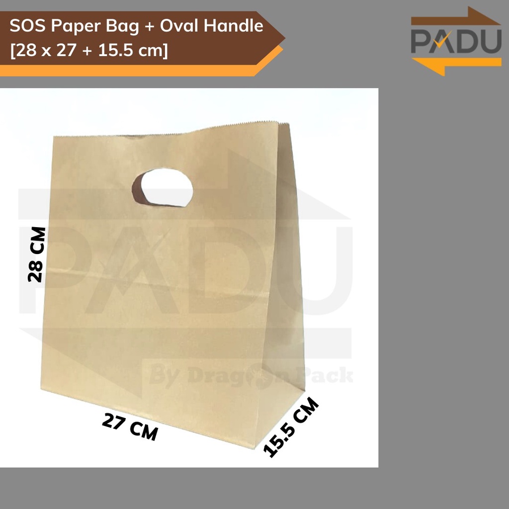 

[50 Pcs] SOS Paper Bag Handle (M) - Kantong Kertas Take Away / Kantong Belanja