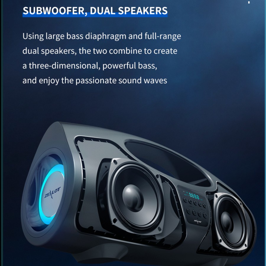 Zealot P1 Powerful Boombox Portable Bluetooth / Subwoofer Bass 8000mAh