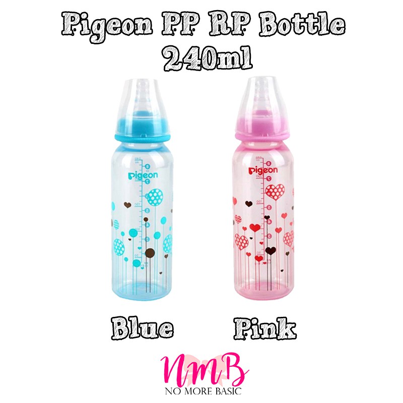 Pigeon PP Clear RP Bottle 120ml / 240ml - Blue / Pink - Botol Susu Bayi