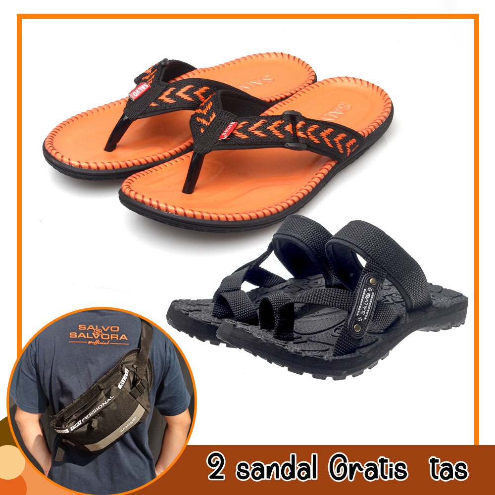 salvo sandal pria dan sandal kasual SB 1 gratis sandal gunung SG01 dan tas SV76