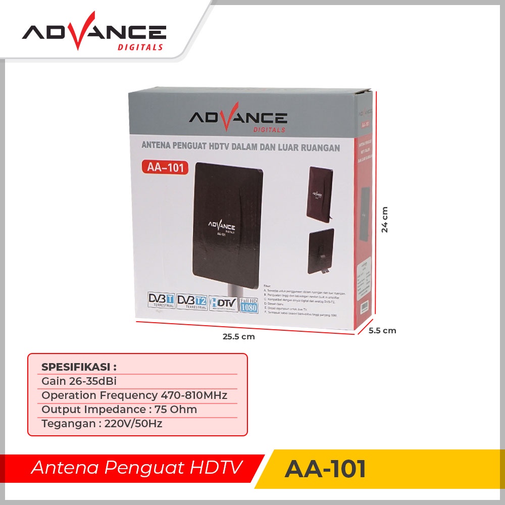 【READY STOCK】Advance AA-101 Antena Indoor Outdoor Digital Analog Dalam DVB-T2 dan Luar Ruangan Cocok Untuk STB dan Tv Tahan Hujan dan Panas