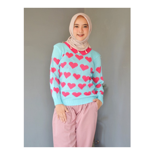 Love Collar / Basic Sweater / Sweater Rajut Wanita / Love Sweater