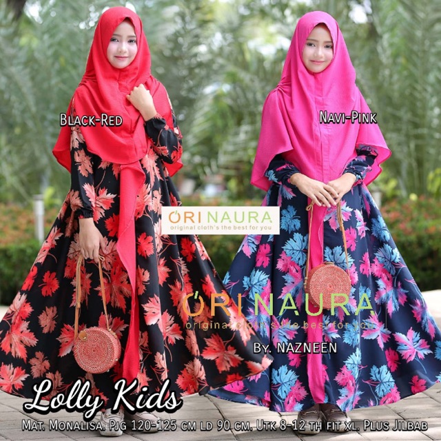 LOLLY kids syari set gamis dress jilbab set anak naura