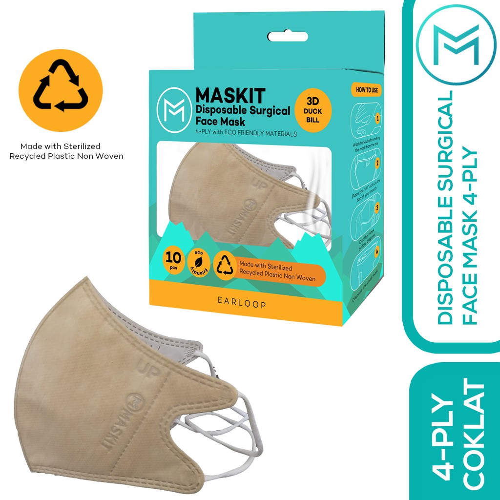 Masker 4ply Duckbill Warna - Maskit Ramah Lingkungan Earloop & Hijab