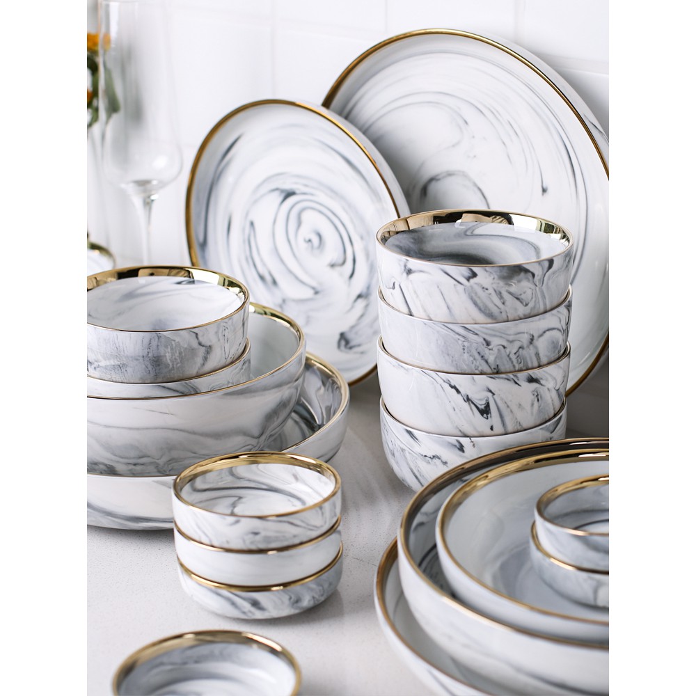 Set Piring Keramik Model Phnom Penh Marmer Gaya Eropa Set Piring Keramik Model Phnom Penh Marmer Gaya Eropa