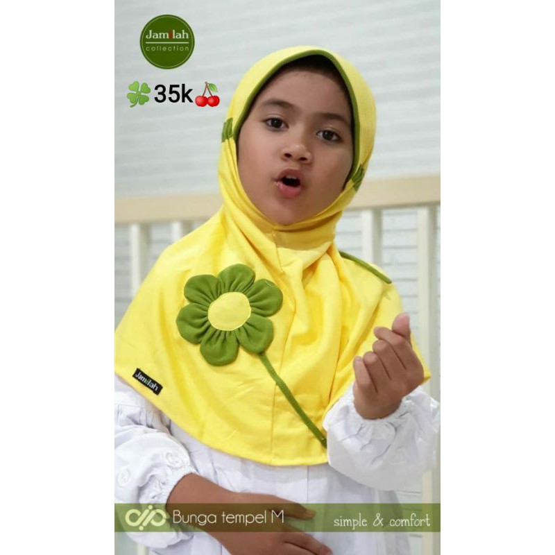 Jilbab Jamilah Bunga Tempel M