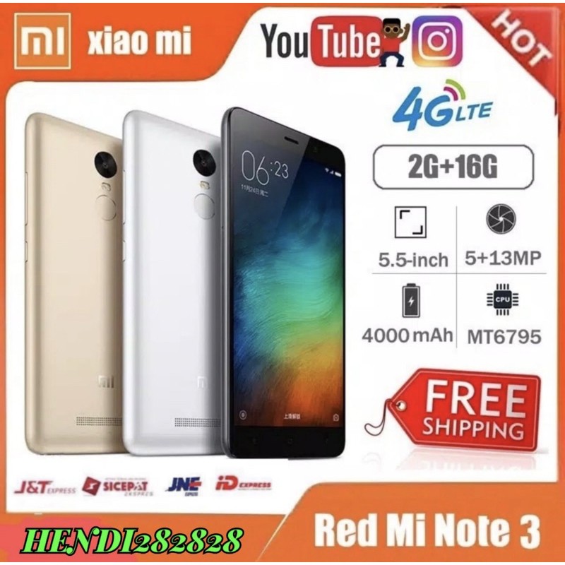 [BARU] Xiaomi Redmi Note 3 Ram 2GB RUM 16GB / HP Xiaomi / HAndphone Xiaomi 4G LTE