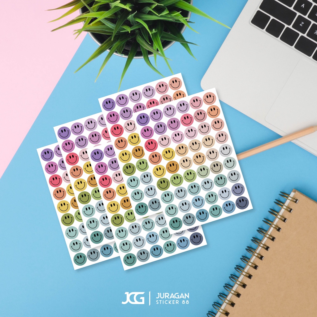 

Sticker Bulat Morandi Smile Warna Pastel