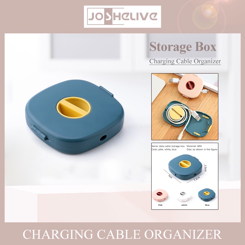 ღ Portabel Bulat Kabel Winder Kotak Penyimpanan Kabel Pemegang Rotatable Data Pelindung Penyimpanan Organizer Usb Kawat Manajemen Organisasi Alat